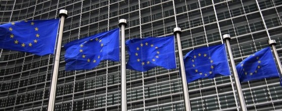 European Union flags fly in front of the European Commission headquarters in Brussels