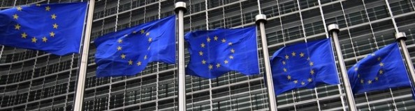 European Union flags fly in front of the European Commission headquarters in Brussels