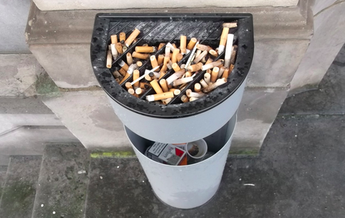 outdoor ashtray, smoking