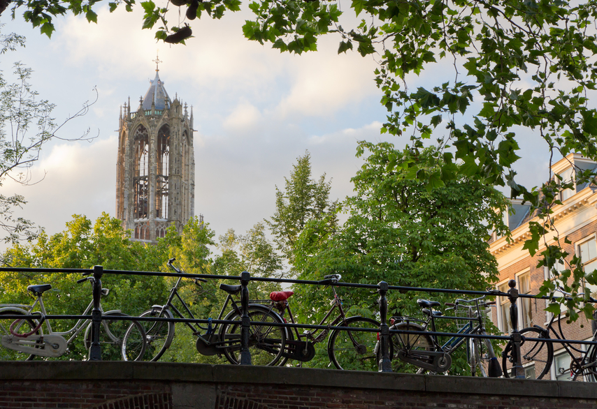 dom tower and bicycles in Utrecht, Netherlands