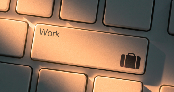 White keyboard with close up on work button