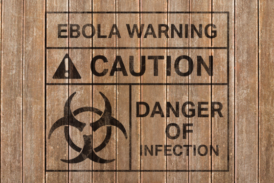 Ebola virus alert against wooden surface with planks