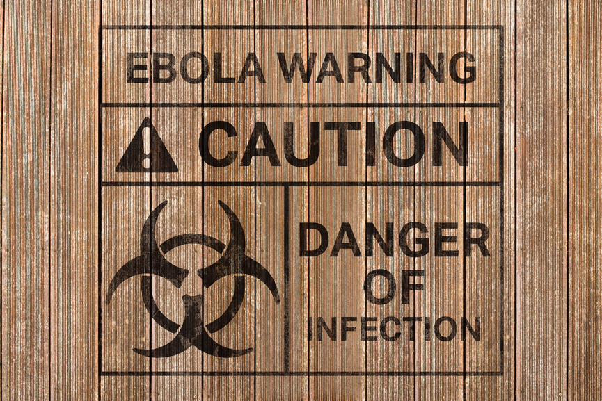 Ebola virus alert against wooden surface with planks