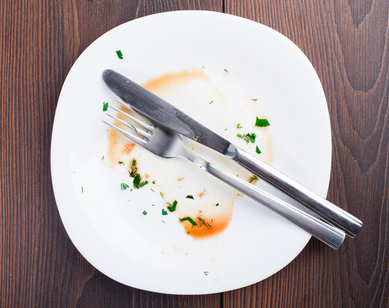 Empty plate left after dinner