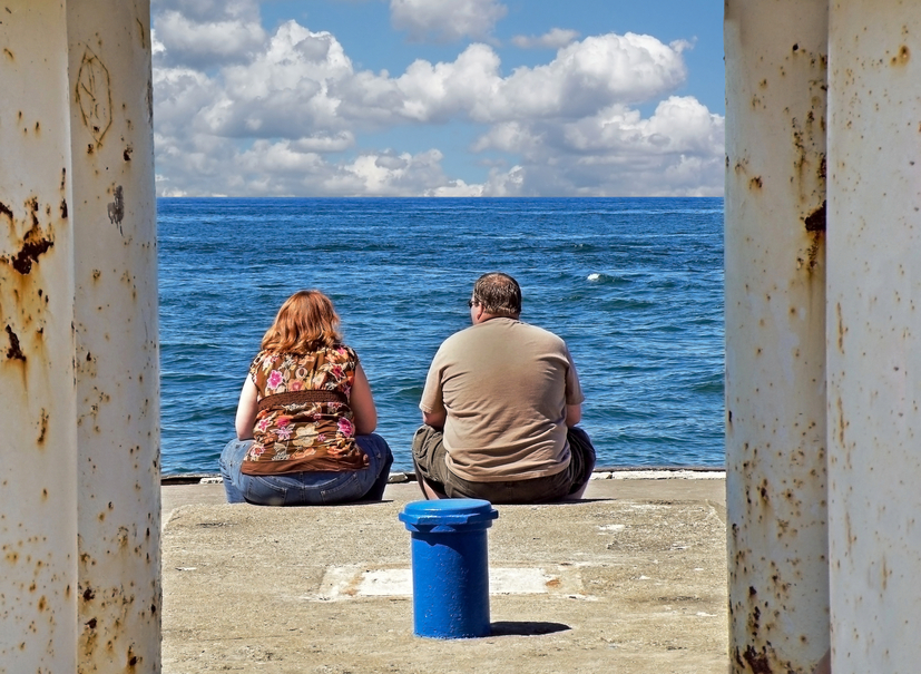 fat people looking out to sea