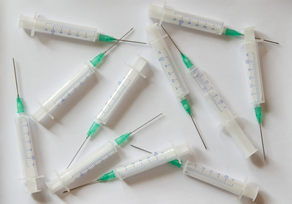 syringes with needles on the white background