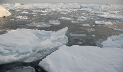 The ice around the Antarctic islands in the winter.