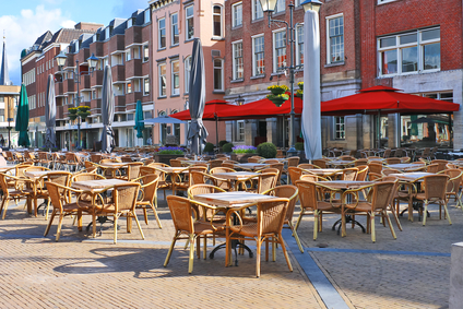 Street cafe on the square in Gorinchem. Netherlands