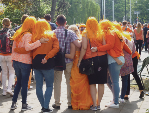 English girls on a hen weekend for King's Day, when it was sunny. Photo: DutchNews.nl