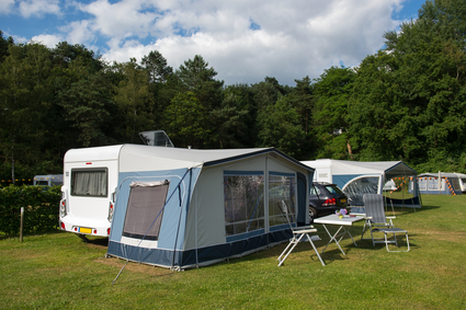 Caravan and shelter at the camping