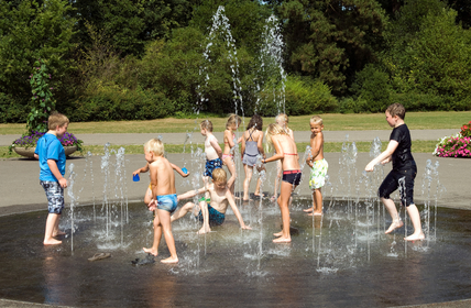 Children playing with water