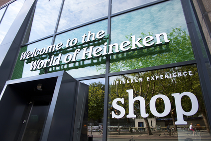 Front of the Heineken Experience - a popular tourist attraction in Amsterdam