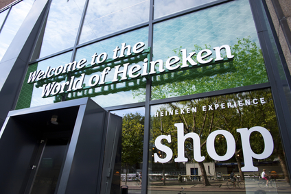 Front of the Heineken Experience - a popular tourist attraction in Amsterdam