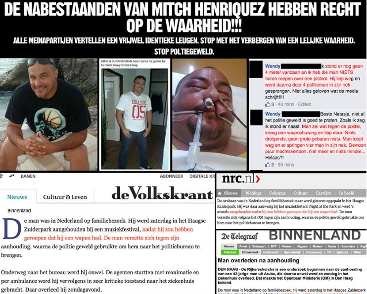 Mitch Henriquez died after being pinned to the ground by five police officers in The Hague.