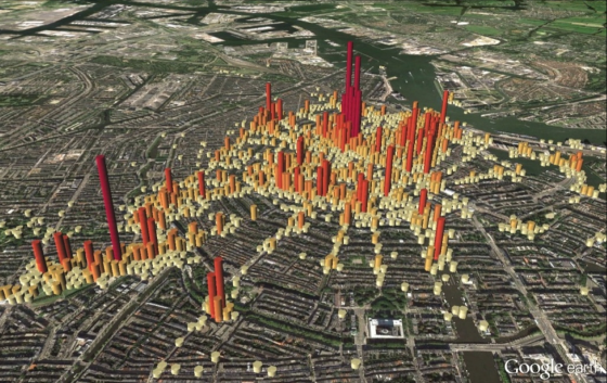 visualisation of tourist hotspots in Amsterdam