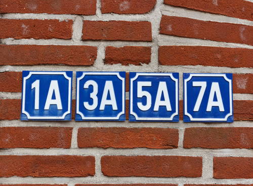 House numbers on wall