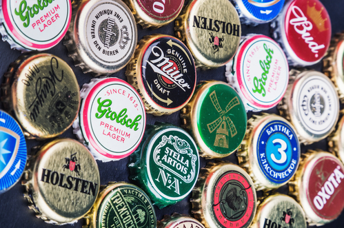 Background of beer bottle caps