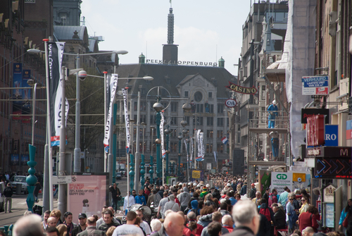 busy street shops retail amsterdam