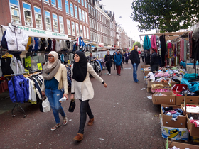 Girls in headscarves in Amsterdam.