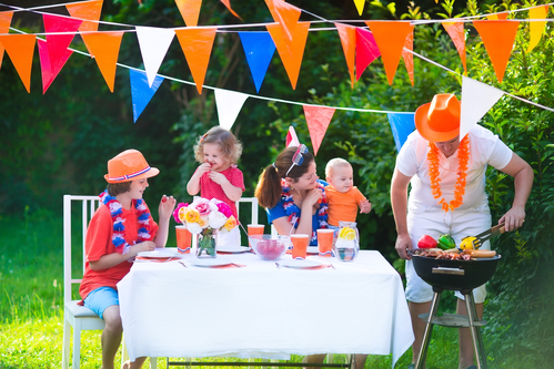 Dutch family having grill party