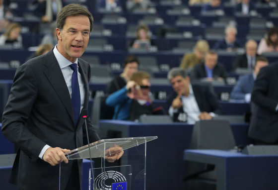 The Netherland's Prime Minister Rutte addresses the European Parliament in Strasbourg