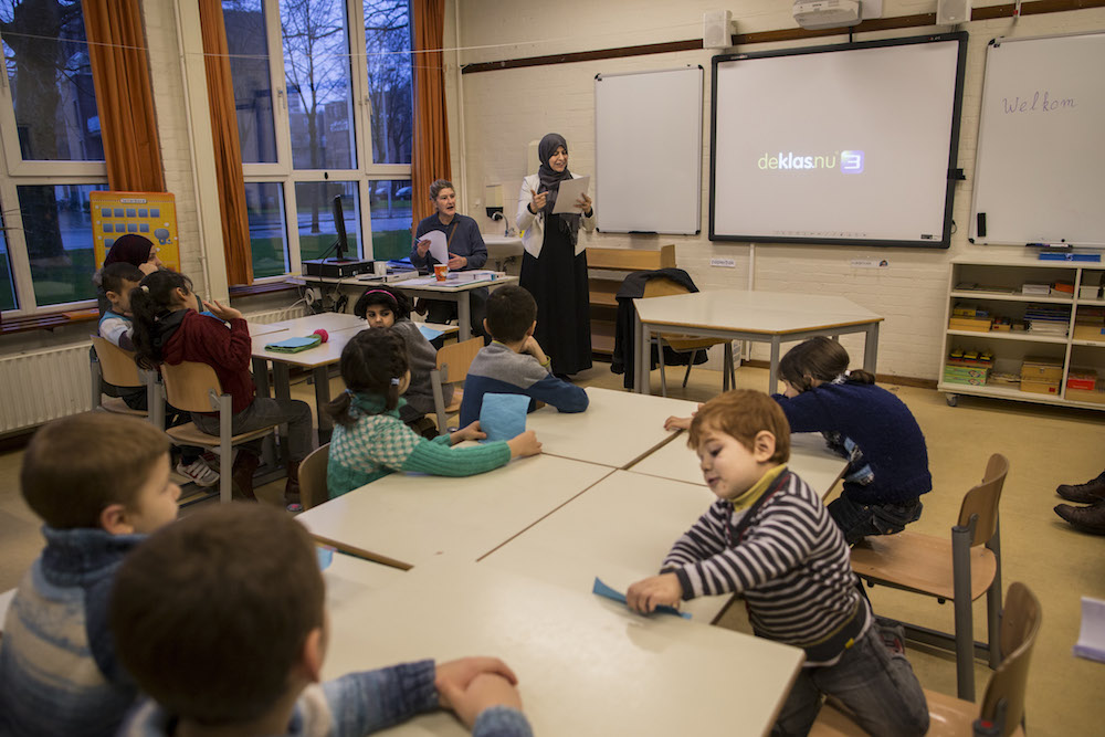 Refugee children at a school in Amsterdam. Photo Rink Hof/HH