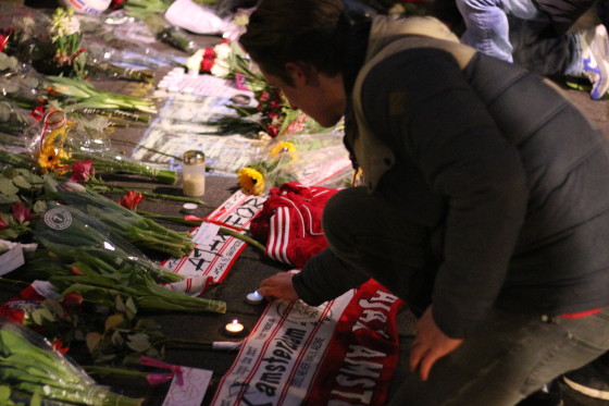 Flowers outside Cruijff's childhood home. Photo: Graham Dockery