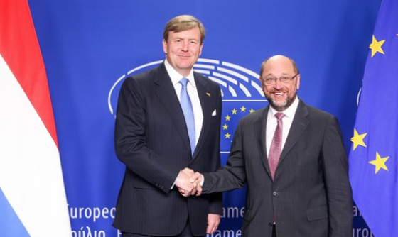 King Willem-Alexander with parliament president Martin Schulz. Photo: EU parliament via Twitter