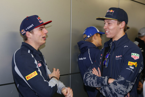 Max Verstappen (left) and Daniil Kvyat at the Russian Grand Prix. Photo: Hoch Zwei via ZUMA Wire