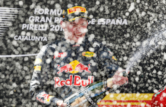 Red Bull driver Max Verstappen celebrates o after winning the Spanish Formula One Grand Prix. Photo: AP Photo/Manu Fernandez