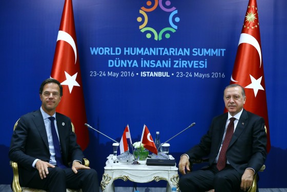 Dutch prime minister Mark Rutte and Turkey's president Turkish president Recep Tayyip Erdogan during the meeting. Photo: Kayhan Ozer / Anadolu Agency