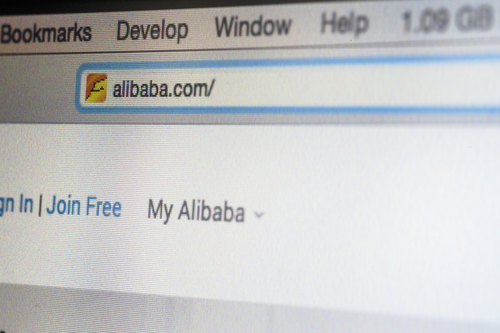 CHIANG MAI, THAILAND - OCTOBER 22, 2014: Alibaba website address bar close up on laptop screen. Alibaba is a Chinese e-commerce company.