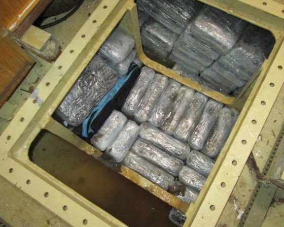 Cocaine hidden in a water tank. Photo: NCA