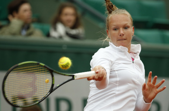 Kiki Bertens in action in Paris. Photo: AP Photo/Alastair Grant