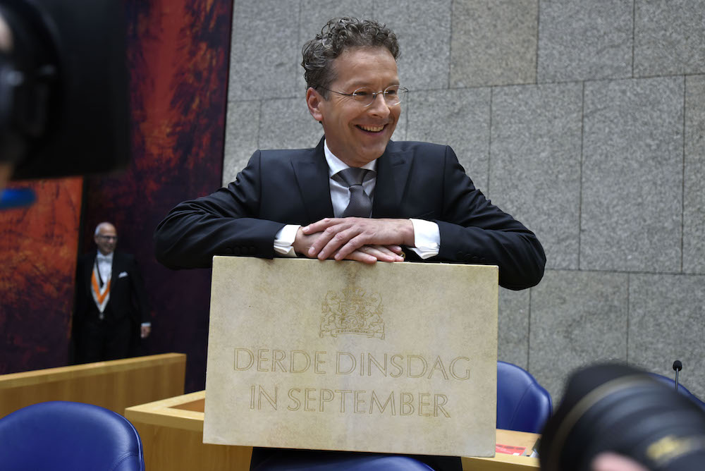 Good times ahead? Finance minister Jeroen Djisselbloem and his budget. Photo: Peter Hilz/ HH