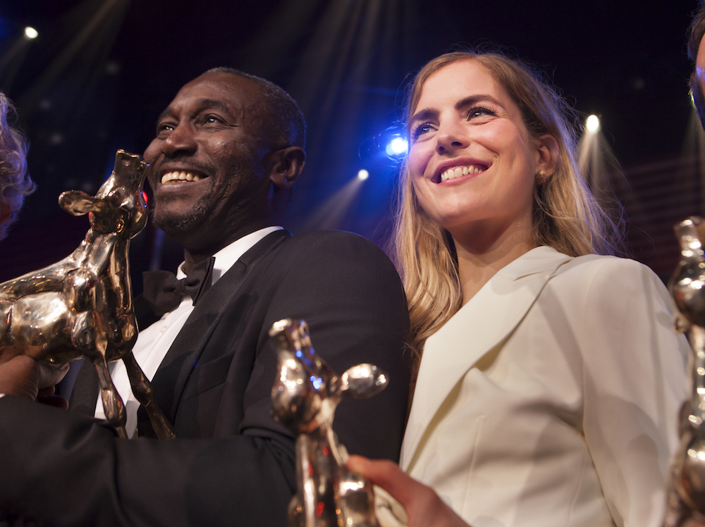 Best actor Issaka Sawadogo and best actress Hannah Hoekstra. Photo: Maarten Hartman