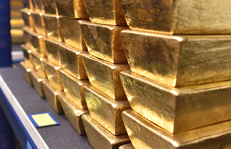 Gold stored in the central bank vaults. Photo: DNB