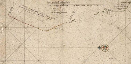 One of Hartog's charts showing western Australia. Photo: Australian Maritime Museum 