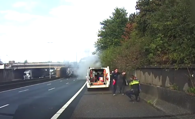 motorway rescue children burning car