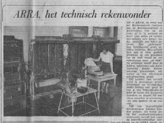 A newspaper clipping showing the 'calculating wonder'. Source TUE.nl