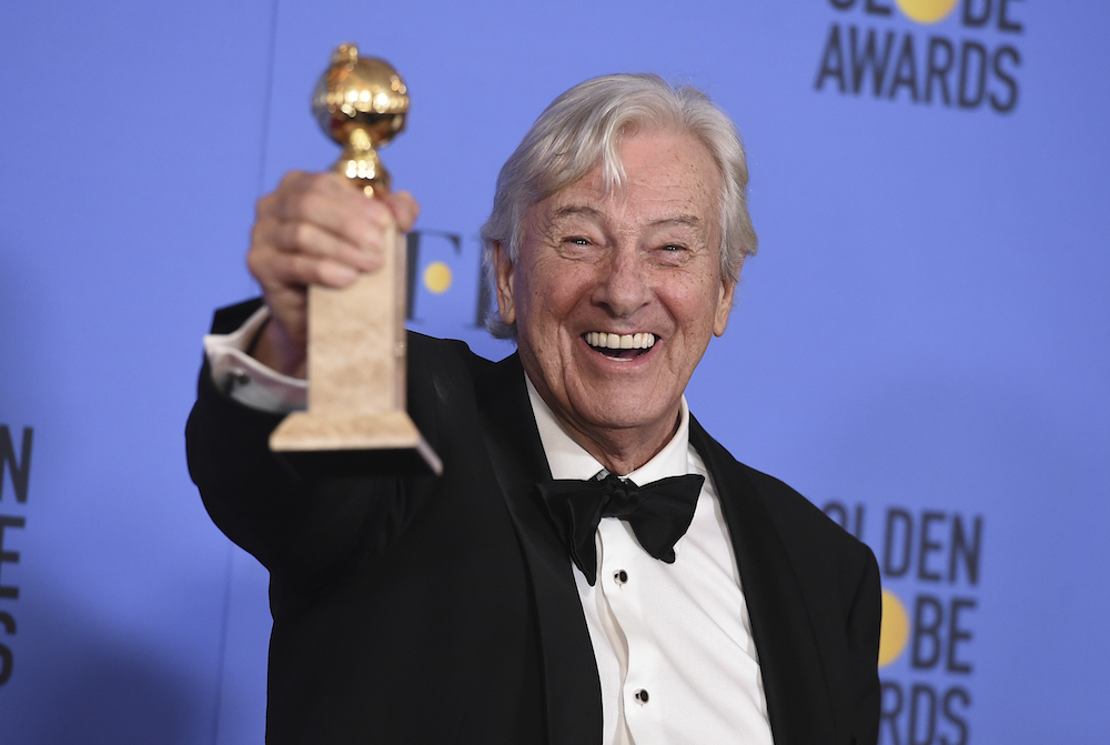 Paul Verhoeven poses in the press room with the award for best motion picture - foreign language for "Elle" at the 74th annual Golden Globe Awards at the Beverly Hilton Hotel on Sunday, Jan. 8, 2017, in Beverly Hills, Calif. (Photo by Jordan Strauss/Invision/AP)