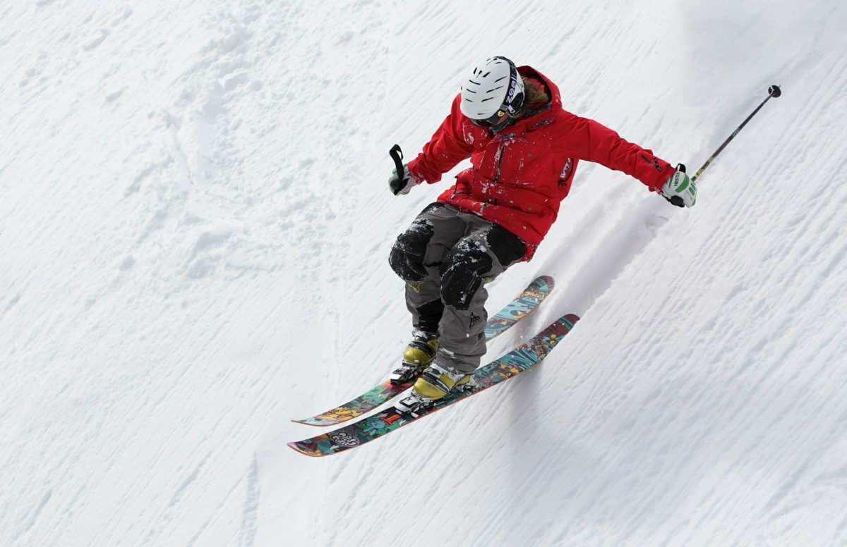 Anonymous person skiing