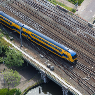 An Intercity train viewed from overhead