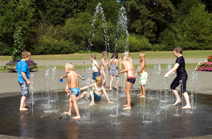 children playing with water