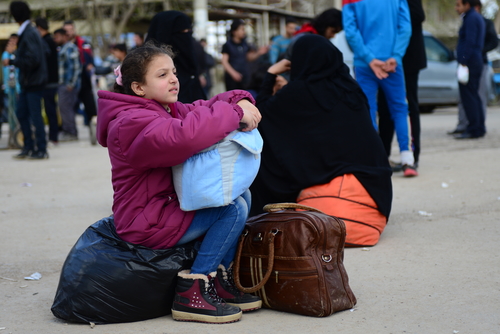 Refugee children on the Syrian border.