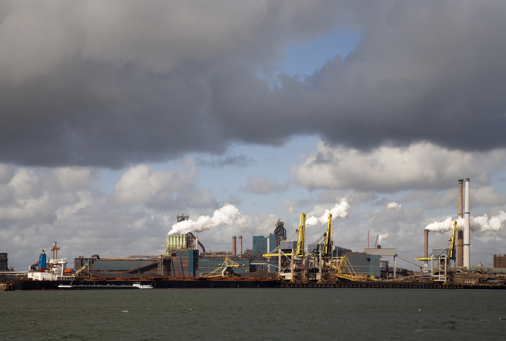 Netherlands, Amsterdam, View of Tata steel plant on North Sea coast -  SuperStock