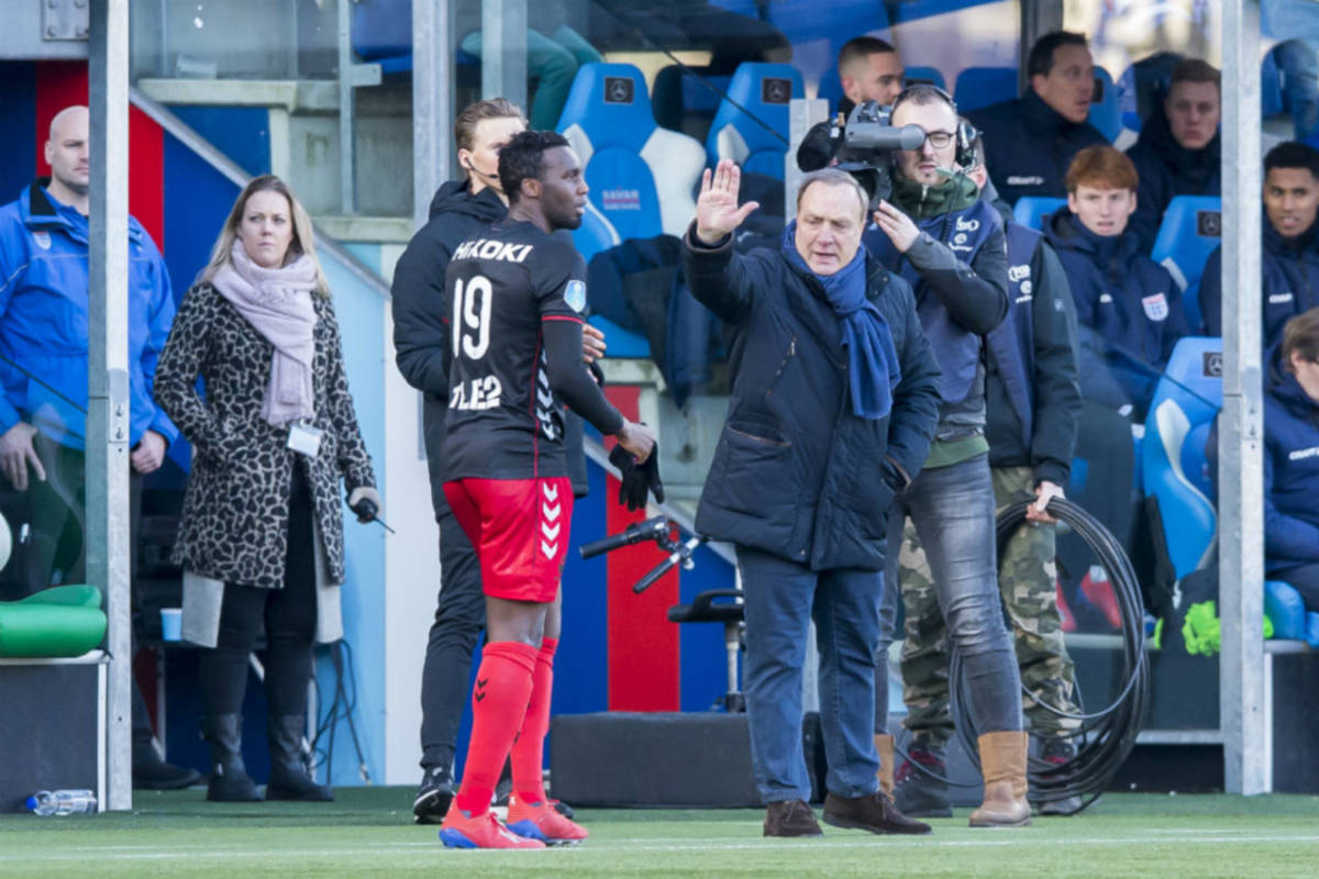 Dick Advocaat, manager of FC Utrecht, gets agitated during his team's 4-3 defeat by PEC Zwolle in the Eredivisie on February 3 2019