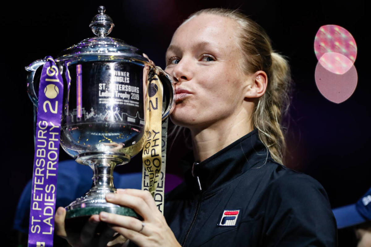 Dutch tennis player Kiki Bertens with her trophy