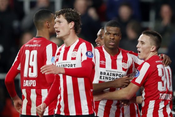 PSV Eindhoven players during the match against Willem II