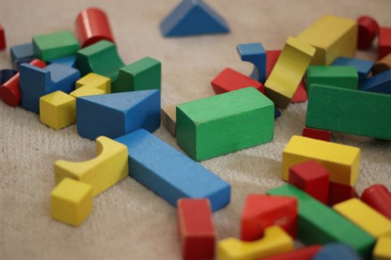 Children's coloured building blocks